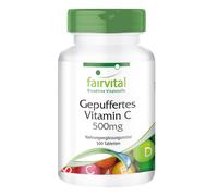 Fairvital Vitamina C tamponata 500 mg, 500 compresse confezione grande VEGAN