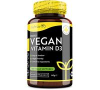 Vitamina D Vegan 1000 UI (25ug) per Softgel - Vitamina D3 base vegetale derivate dal lichene - Mantiene sano il sistema immunitario, muscoli, ossa, denti - 180 softgel vegana - Prodotto da Nutravita