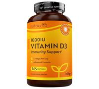 Vitamina D3 1000 IU - 365 Capsule Soft Gel (1 Anno) - Integratore In Pillole di Vitamina D Colecalciferolo per il mantenimento di Ossa Forti, Denti Sani e Articolazioni Muscolari - Nutravita