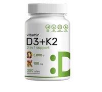 Vitamina D3 5.000 IU + K2 MK-4/MK7 Softgel, 250 Contenuto Menaquinone