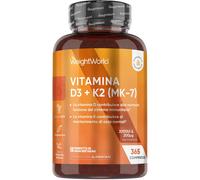Vitamina D3 K2 1 Compressa al Giorno 2000UI di Colecalciferolo 200μg di