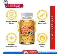Vitamina D3 K2 10000IU + 250mcg K2 MK7 - 120 Capsule | Benessere Quotidiano T...