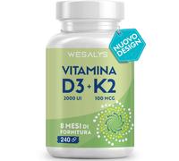 Vitamina D3 K2 240 Capsule (8 Mesi) Vitamin D3 2000 UI 100 µg Vitamina K