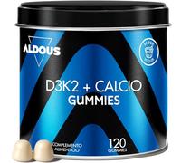 Vitamina D3 K2 + Calcio - 120 Gummies Vegan Gusto Yogurt - Vitamina D3 2000UI, Vitamina K2 37,5μg, Calcio Integratore 200mg - Ossa, Denti, Muscoli - Integratore Difese Immunitarie - Vitamine - Aldous