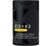 Vitamina D3 + K2 con Olio di Cocco - Vitamina D Vegana per il Supporto Osseo e Immunitario - Certificato Vegano · Non OGM · Senza Soia