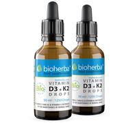 Vitamina D3 + K2 Gocce - Formula ad alto dosaggio con MK-7 e olio MCT | 2 50 m