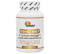 Vitamina D3 + K2 MK7 - Compresse - Alta Forza per Supporto Ossa e Cuore - Sowelo