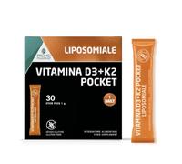 Vitamina D3 + K2 Pocket Liposomiale - Ossa e Arterie - 30 Stick da 1g | Con Vitamina D3 16,6 mcg e K2 16,6 mcg