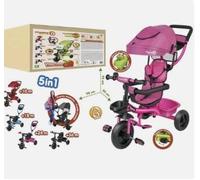 Vitamina G Evolution Triciclo Passeggino 3-in-1, con Parasole Reclinabile, Seggiolino Rotante 180°, da 10 Mesi a 3 Anni, Rosa