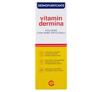 VITAMINDERMINA Polvere con Erbe Officinali Dermopurificante 100 g - Antimicrobica e Deodorante - Contrasta la macerazione. Con Vitamin Complex®, Salvia, Rosmarino, Lavanda e Timo