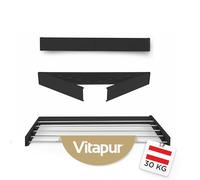 VITAPUR Stendibiancheria da Parete Retrattile - Per Carico Completo - 4m Superficie Pieghevole - Design Elegante e Antiruggine - 6 Barre Antiruggine, Estensibile per Interni ed Esterni - Marchio UE