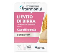 Vitarmonyl Lievito di Birra - Per Capelli, Unghie e Pelle - 60 Compresse | Biotina, Vitamine B12, B2, B3, B6, B9, B1 - Crescita Capelli e Unghie, Pelle Luminosa - Senza Lattosio, Vegano - 2 Mesi