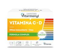 Vitarmonyl Vitamina C e D - Difese Immunitarie Ossa Forti - 24 Compresse | Con Calcio - Rinforza il Sitema Immunitario e la Funzione Ossea - Senza Zucchero - Senza Glutine - Vegano - Gusto Arancia