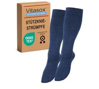 Vitasox Calze di sostegno per uomo e donna, 1 | 2 | 4 | 6 paia di calze al ginocchio in cotone con compressione per volo, viaggi, ufficio e auto, trombosi calzini contro le gambe gonfie, 1 jeans, 35