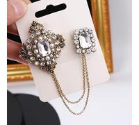VITAU Spilla con Strass e Nappa Catena con Perle - Accessori per Colletto e Camicia da Donna