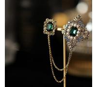 VITAU Spilla con Strass e Nappa Catena con Perle - Accessori per Colletto e Camicia da Donna