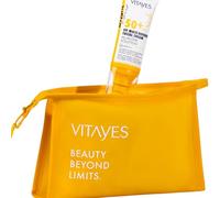 Vitayes Cremasolare 5 in 1 con borsa per il trasporto, protezione SPF 50+, contro l'invecchiamento della pelle, opacizzante, anti invecchiamento, latte solare per viso