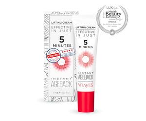 Vitayes - Instant Ageback, Crema Effetto Lifting, Antirughe per Viso, Collo, Decollette, Riduce Rughe, Borse, Occhiaie, Pori Dilatati e Cicatrici, Formula in Gel, Tubetto da 7 ml