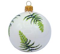 Vitbis Palline in vetro soffiato - Palline di vetro dipinte a mano - Decorazioni per albero di Natale pasquale - Pittura ispirata alla natura - Bianco e verde - 10 cm