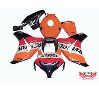 VITCIK (Kit Carenatura Compatibile con CBR1000RR 2008 2009 2010 2011 CBR1000 RR 08 09 10 11) stampaggio a iniezione per moto plastica in ABS telaio(Arancione & Nero) A043