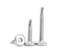 Vite a coda pungente autofilettante, Punta da trapano a testa piatta con esagono incassato in acciaio inossidabile, verde, misure multiple, confezione 100(M6.3 * 19 (100 Tablets))