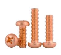 Vite a croce a testa tonda in rame puro Voirrow: 25 pezzi, M4, M5, M6, M3 T2, PM GB818, testa bombata, M6, 6 mm, Metric, Phillips