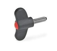 Vite a farfalla con perno di pressione, diametro 55 mm, M8 x 20, rosso
