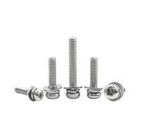 Vite a testa cilindrica con intaglio a croce e rondella in acciaio inossidabile M2 M3 M4 M5 M6 M8 Vite a tre combinazioni di macchine(10mm,M2.5 50pcs)