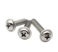 Vite a testa piatta autofilettante in acciaio inossidabile 304 M2.3 da 50 pezzi con filettatura autofilettante a rondella(10mm,M2.3(dc 5) X 50PCS)