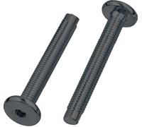 Vite a testa piatta M8 (8 mm x 60 mm), nera, con filettatura metrica, completamente filettata, con bulloni Dogpoint, per mobili, culle, lettini, culle e sedie (confezione da 12) K06AB