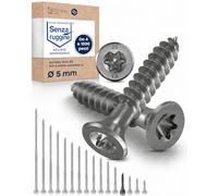 Vite a testa svasata TORX V2A in acciaio inossidabile 5-mm di spessore - Lunghezza della vite di 30-mm - 100 pezzi - Filettatura parziale di 20-mm Vite per legno 5x30