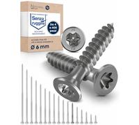 Vite a testa svasata TORX V2A in acciaio inossidabile 6-mm di spessore - Lunghezza della vite di 45-mm - 100 pezzi - Filettatura parziale di 30-mm Vite per legno 6x45 A2