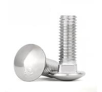 Vite a testa tonda piatta con inserto quadrato, filettatura completa, M8 x 80 mm, in acciaio inox V2A VA A2, DIN 603/ISO 8677, 2 pezzi