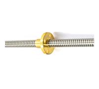 Vite a vite in acciaio inossidabile in ottone, 8 mm di diametro filettato trapezoidale T8 vite al piombo con dado flangia in ottone multi-conduttore 500-1000 mm (2 mm passo 14 mm piombo, 750 mm)