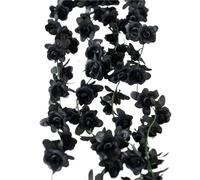 Vite artificiale da 250 cm, fiori artificiali, piante, rose, ghirlanda natalizia for matrimoni, casa, interni ed esterni, decorazione parete(Black)