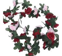 Vite artificiale da 250 cm, fiori artificiali, piante, rose, ghirlanda natalizia for matrimoni, casa, interni ed esterni, decorazione parete(Dark Red)