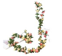 Vite artificiale da 250 cm, fiori artificiali, piante, rose, ghirlanda natalizia for matrimoni, casa, interni ed esterni, decorazione parete(Champagne)