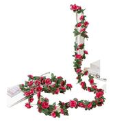 Vite artificiale da 250 cm, fiori artificiali, piante, rose, ghirlanda natalizia for matrimoni, casa, interni ed esterni, decorazione parete(Rose Red)