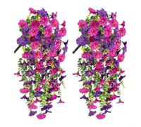 Vite artificiale di eucalipto e gloria mattutina con fiori di tromba dettagliati, per temi decorativi rustici o bohémien moderni (bordi rosa)