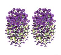 Vite artificiale di eucalipto e gloria mattutina con fiori di tromba dettagliati, per temi rustici boho o decorazioni moderne (viola)