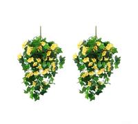 Vite artificiale mattutina gloria in due pezzi per cesto da appendere in rattan, decorazione da parete per migliorare la profondità visiva in casa, ufficio e aree esterne (D)