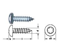 Vite autofilettante, testa a lente, Torx 25