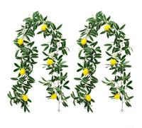 Vite decorativa in rattan color limone, per uso domestico ed evento, realizzata in materiale di seta, aggiunge un tocco di fascino con fiori vivaci e vegetazione