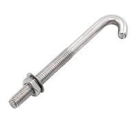 Vite di ancoraggio a J con dado e rondella in acciaio inox, 25 set, M8 x 100 mm, per accessori per recinzioni, cancelli da giardino, fissaggio di pali e accessori per cancelli in casa e giardino