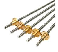 Vite di comando T6, vite trapezoidale in acciaio inossidabile con dado in rame, passo 1 mm, passo 4 mm, 100 mm-1000 mm, asta trapezoidale for stampante 3D lunga, 1 pezzo