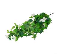 Vite di fiori artificiali da appendere, in seta e plastica, 100 cm, perfetta per decorazione da parete e interni (mattina gloria bianca)