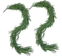 Vite di plastica del rattan di Natale 180cm per la decorazione della tavola | Texture verde realistica, lunghezza 180 cm per pezzo, design flessibile, per uso interno ed esterno, decorazione da tavola
