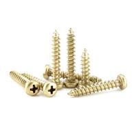 Vite for legno a testa piatta, vite autofilettante a tonda in ottone M3 .5 M4 M5 for Phillips, 10 pezzi, M3x10(M3x12)