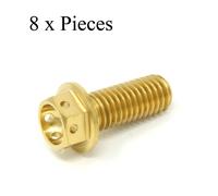 Vite In Titanio M8 X 20 1.25 Esagonale Forata Con Filo Di Sicurezza Pacchi Oro