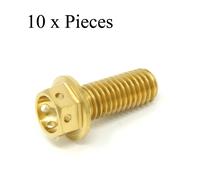 Vite In Titanio M8 X 20 1.25 Esagonale Forata Con Filo Di Sicurezza Pacchi Oro